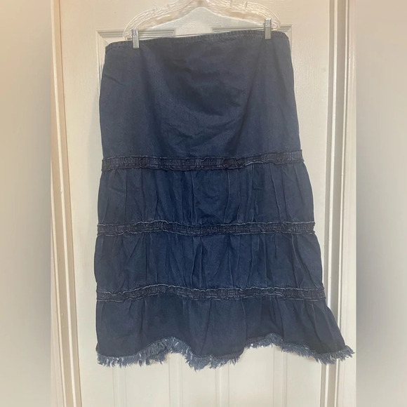Starwear Jeans Denim Tiered Lace Up Front Skirt Women’s Size 16 100% Cotton - Picture 3 of 8
